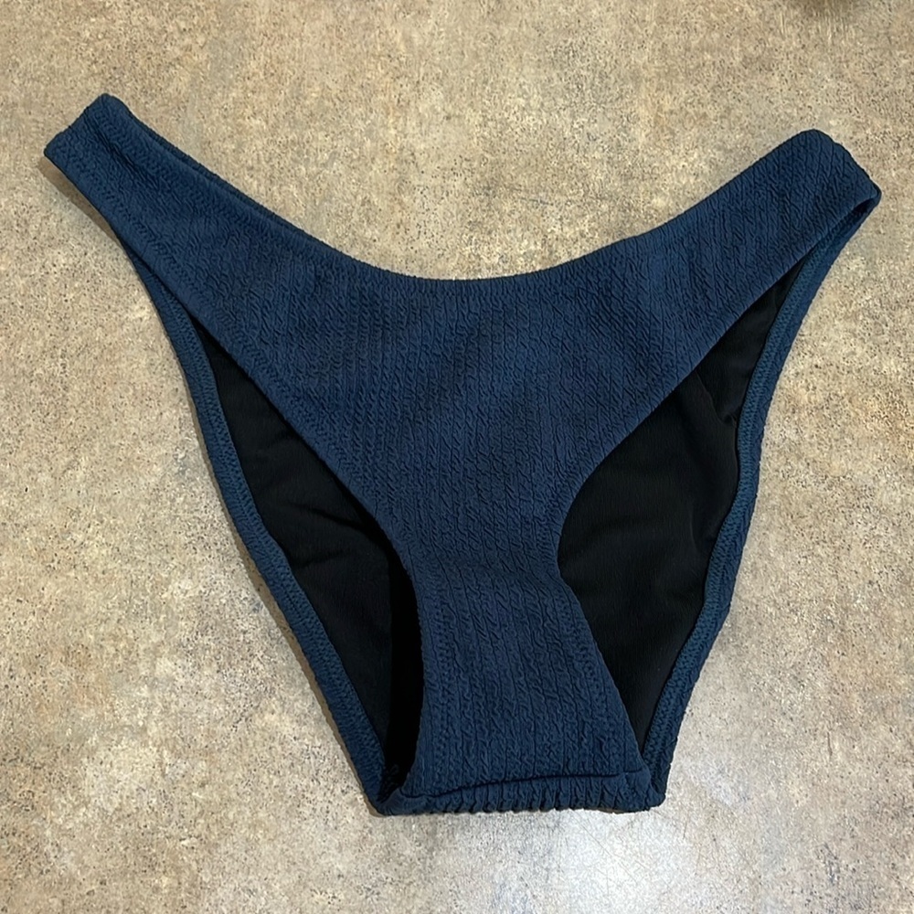 NWT J. Crew Curved Waist Cheeky Bikini Bottom Navy Blue Size S
